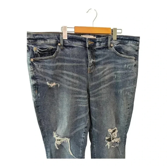 Torrid Denim Womens Plus Size 22T Blue Distressed Mid-rise Skinny Jeans - Picture 3 of 14